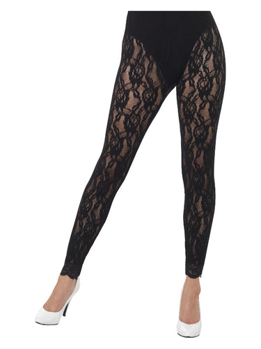 80s Lace Leggings, Black – Front